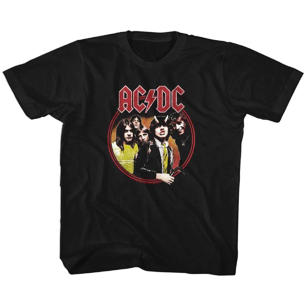 AC/DC Highway To Hell Circle Youth Graphic T-Shirt - Retro Rock Music Clothing - Young Concert Lover Gift Idea