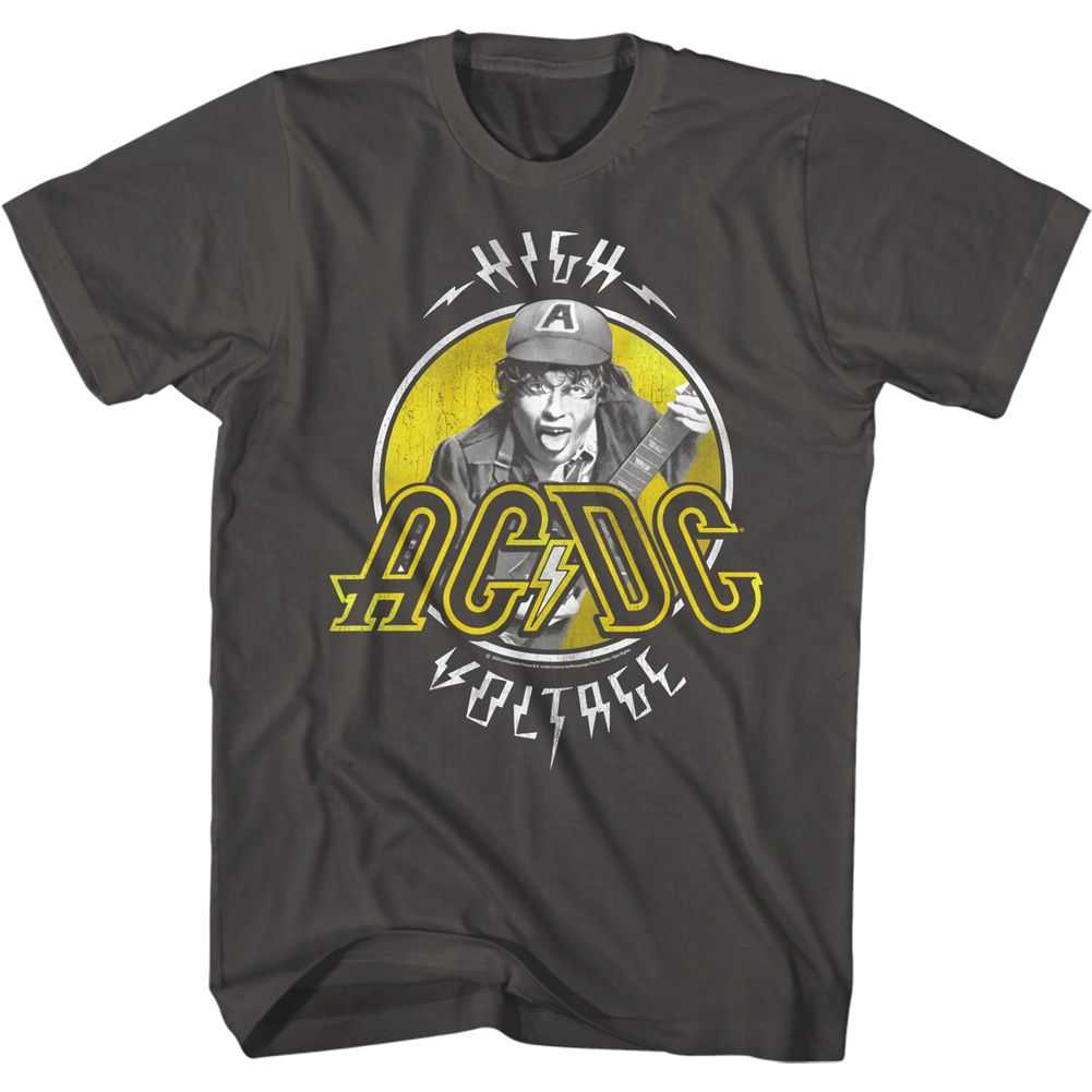 AC/DC Twotone High Voltage Adult Graphic T-Shirt - Retro Rock Music Clothing - Concert Lover Gift Idea