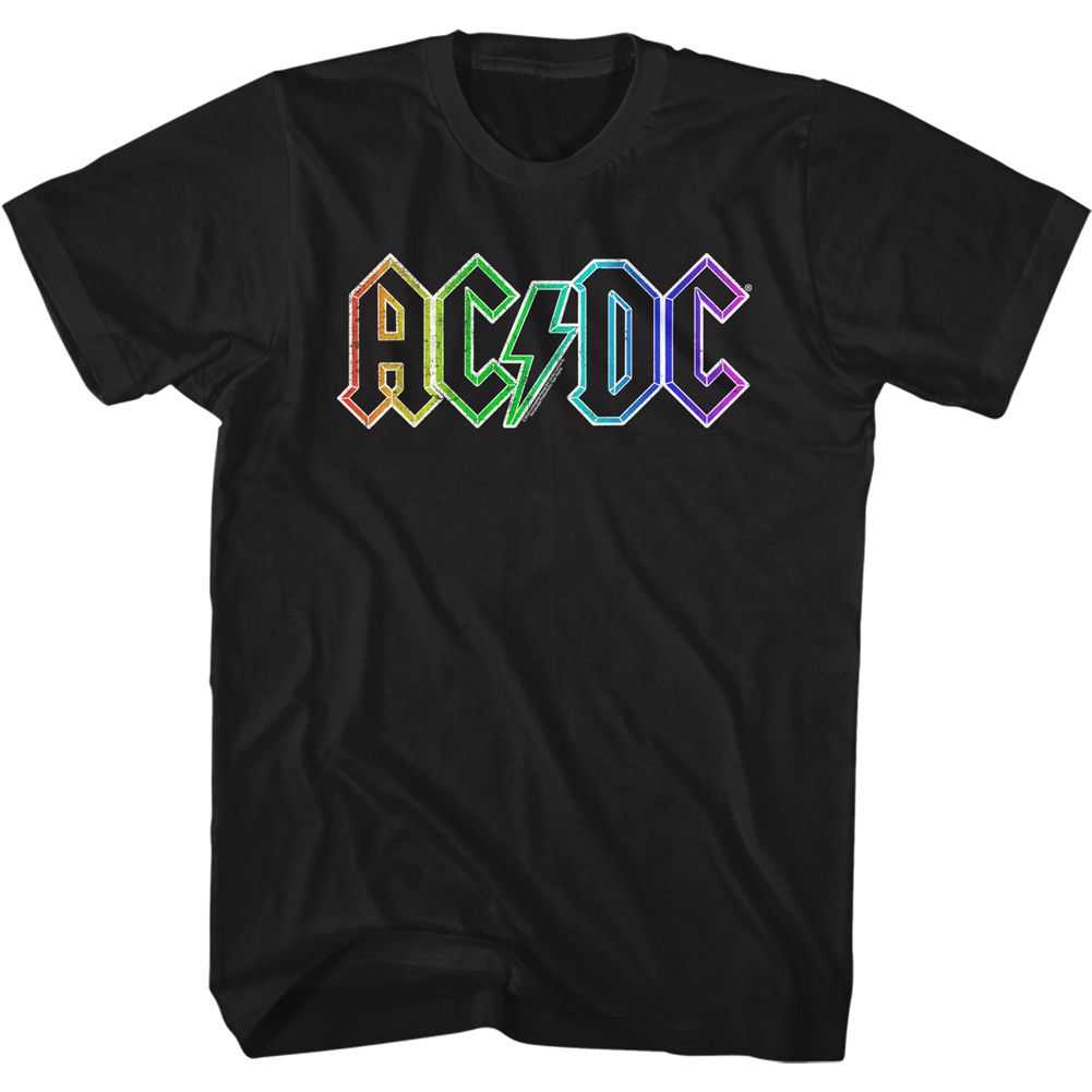 AC/DC Rainbow Logo Adult Graphic T-Shirt - Retro Rock Music Clothing - Concert Lover Gift Idea