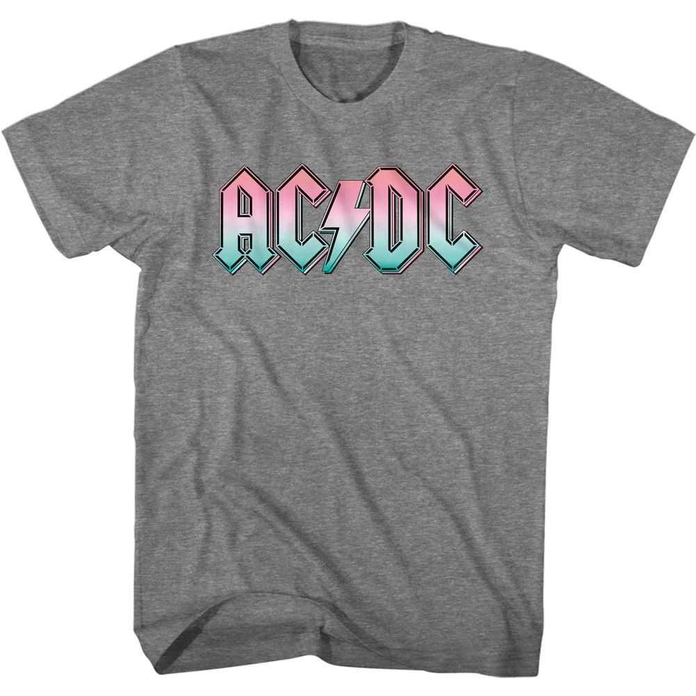 AC/DC Pastel Gradient Logo Adult Graphic T-Shirt - Retro Rock Music Clothing - Concert Lover Gift Idea