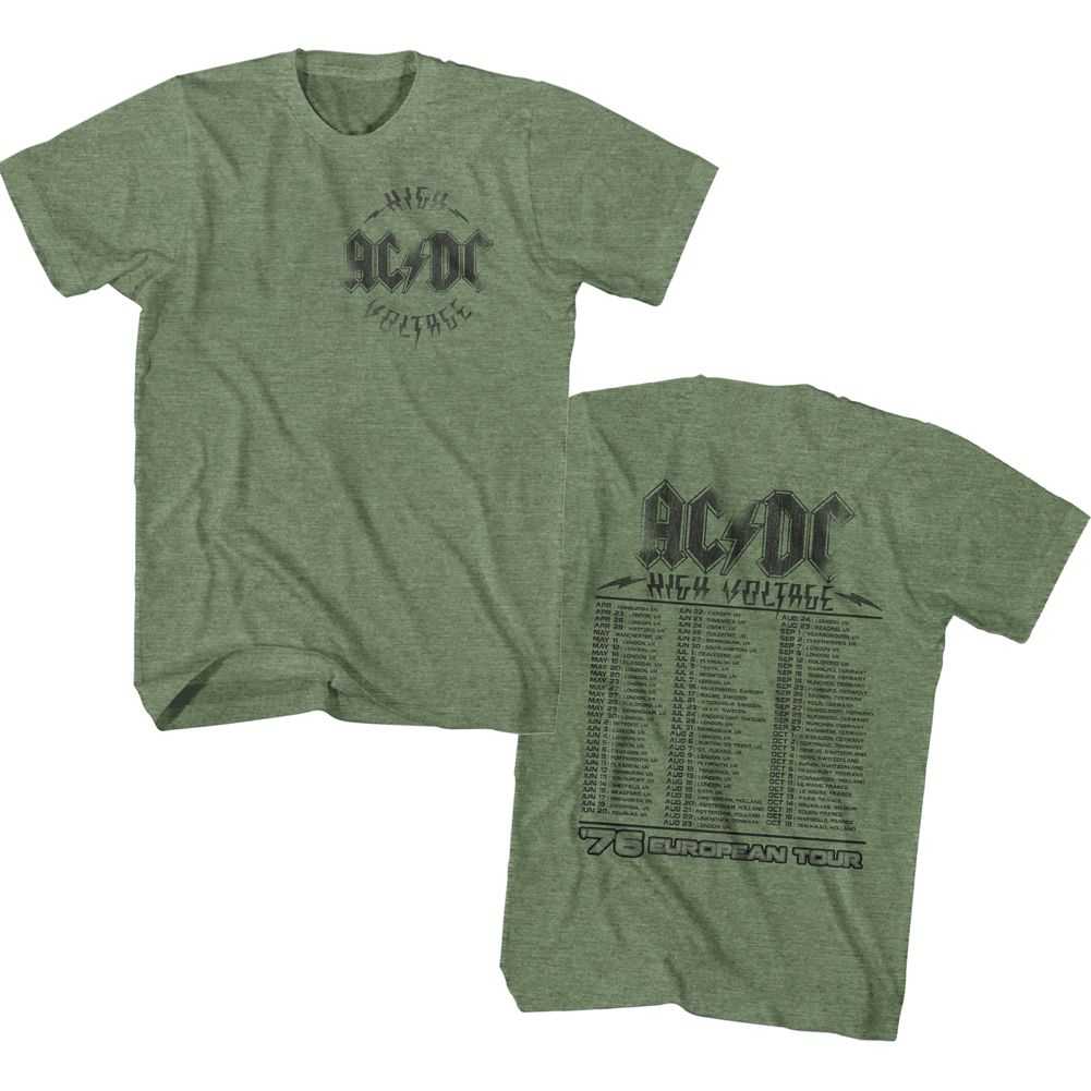 AC/DC HV 76 Tour 2-Sided Adult Graphic T-Shirt - Retro Rock Music Clothing - Concert Lover Gift Idea