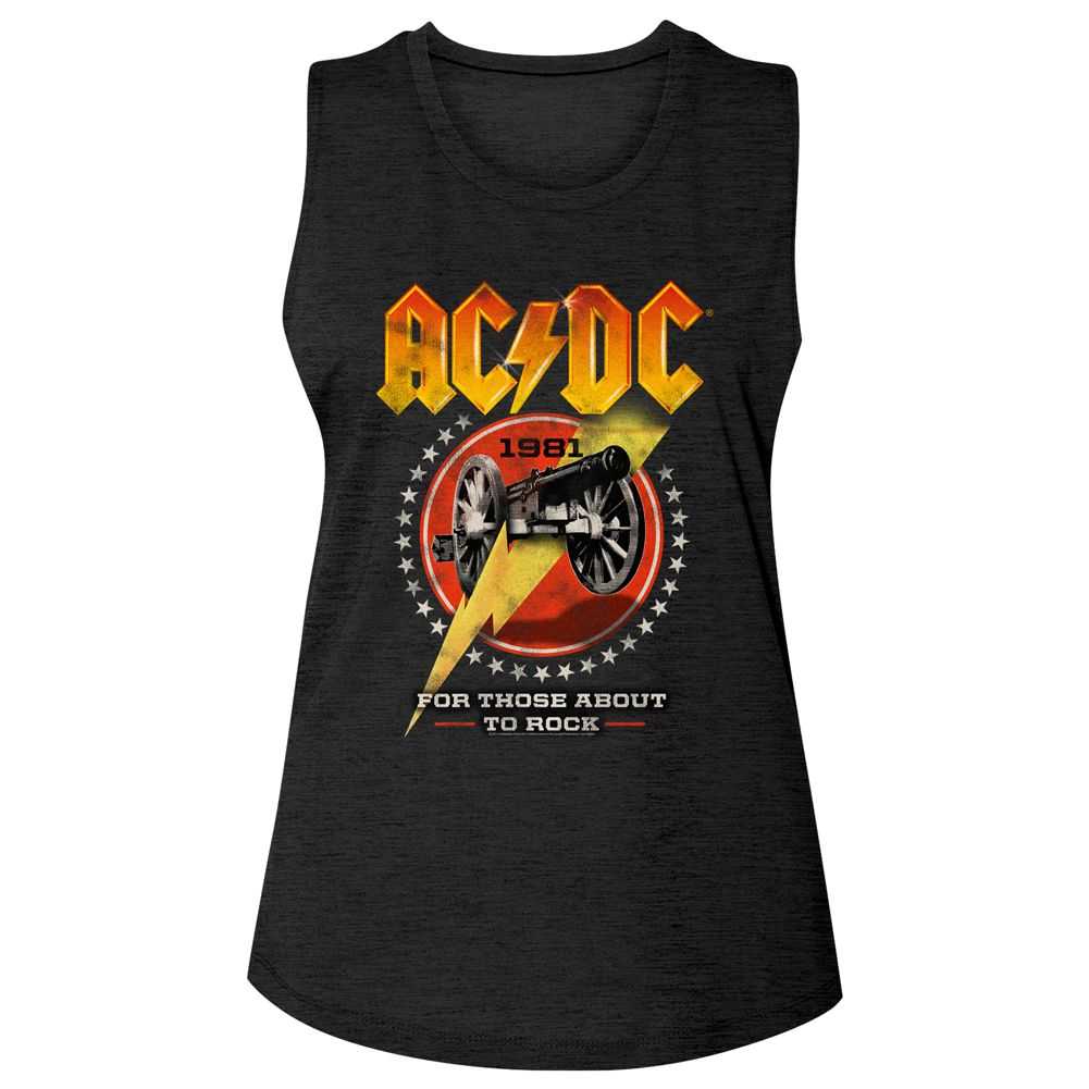 AC/DC Cannon Lightning Adult Woman Tank Top - Retro Rock Music Clothing - Concert Lover Gift Idea
