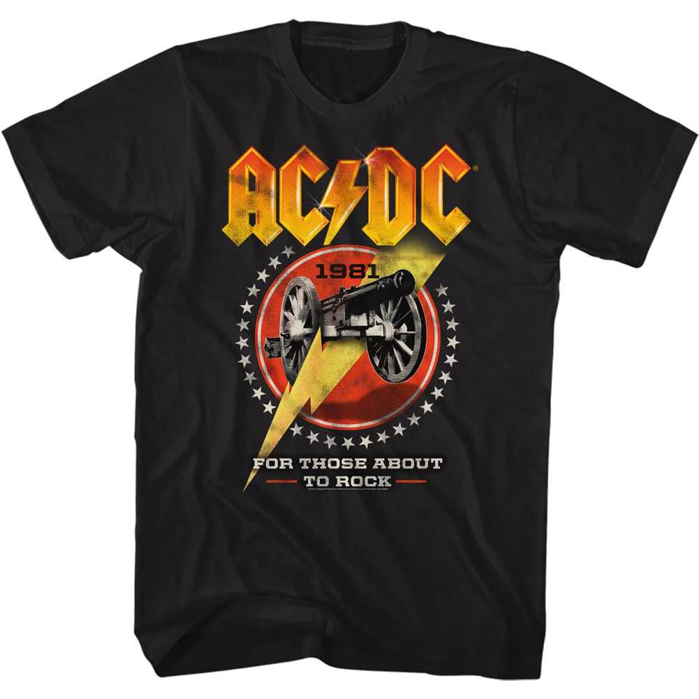 AC/DC Cannon Lightning Adult Graphic T-Shirt - Retro Rock Music Clothing - Concert Lover Gift Idea