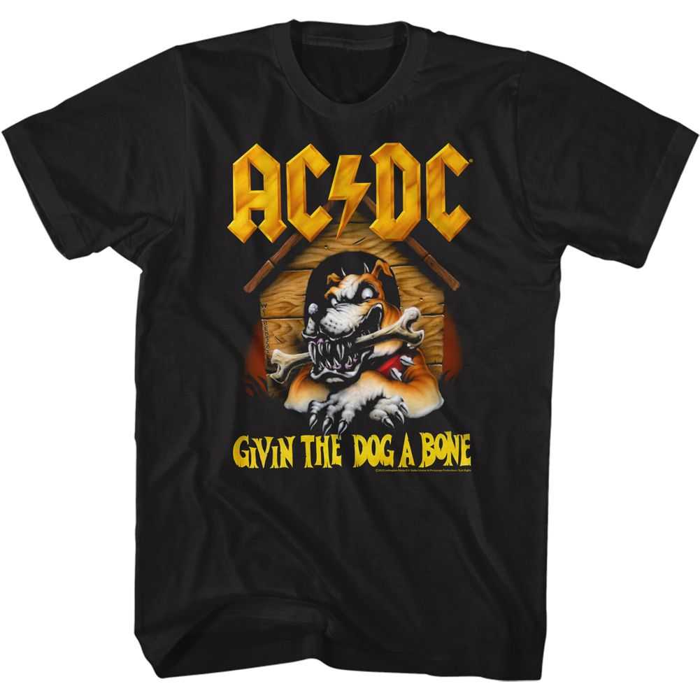 AC/DC Dog A Bone Adult Graphic T-Shirt - Retro Rock Music Clothing - Concert Lover Gift Idea