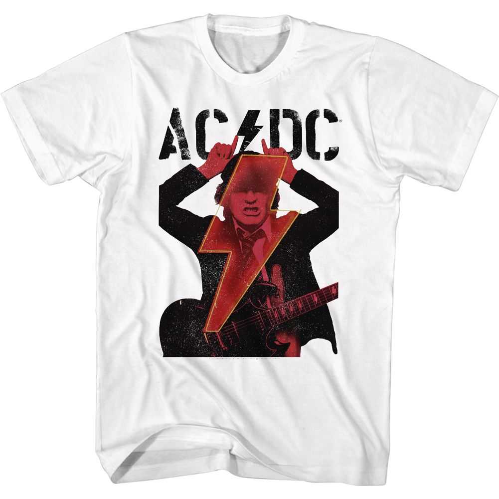 AC/DC Angus Horns And Bolt Adult Graphic T-Shirt - Retro Rock Music Clothing - Concert Lover Gift Idea