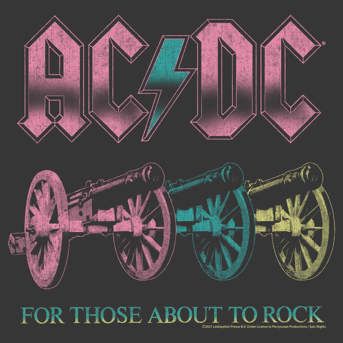 AC/DC Cannons Adult Graphic T-Shirt - Retro Rock Music Clothing - Concert Lover Gift Idea