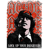 AC/DC Lock Up Daughters Adult Graphic T-Shirt - Retro Rock Music Clothing - Concert Lover Gift Idea
