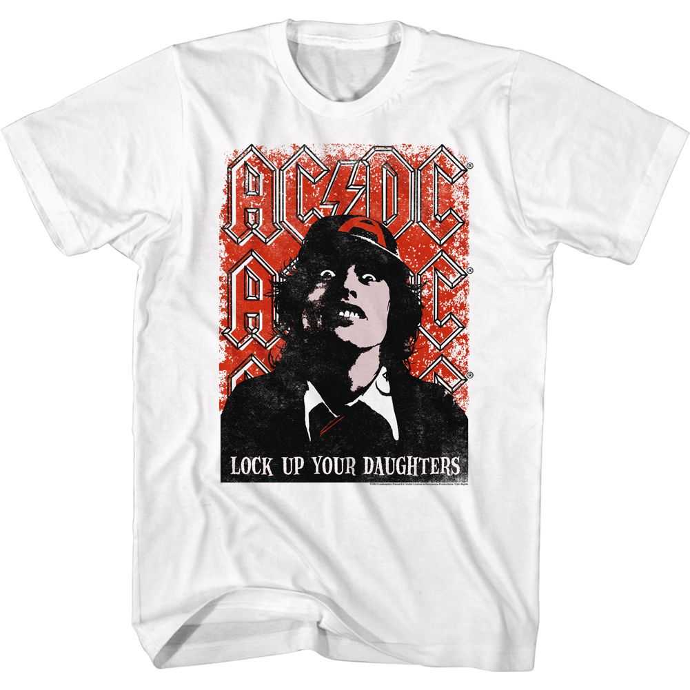AC/DC Lock Up Daughters Adult Graphic T-Shirt - Retro Rock Music Clothing - Concert Lover Gift Idea