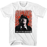 AC/DC Lock Up Daughters Adult Graphic T-Shirt - Retro Rock Music Clothing - Concert Lover Gift Idea