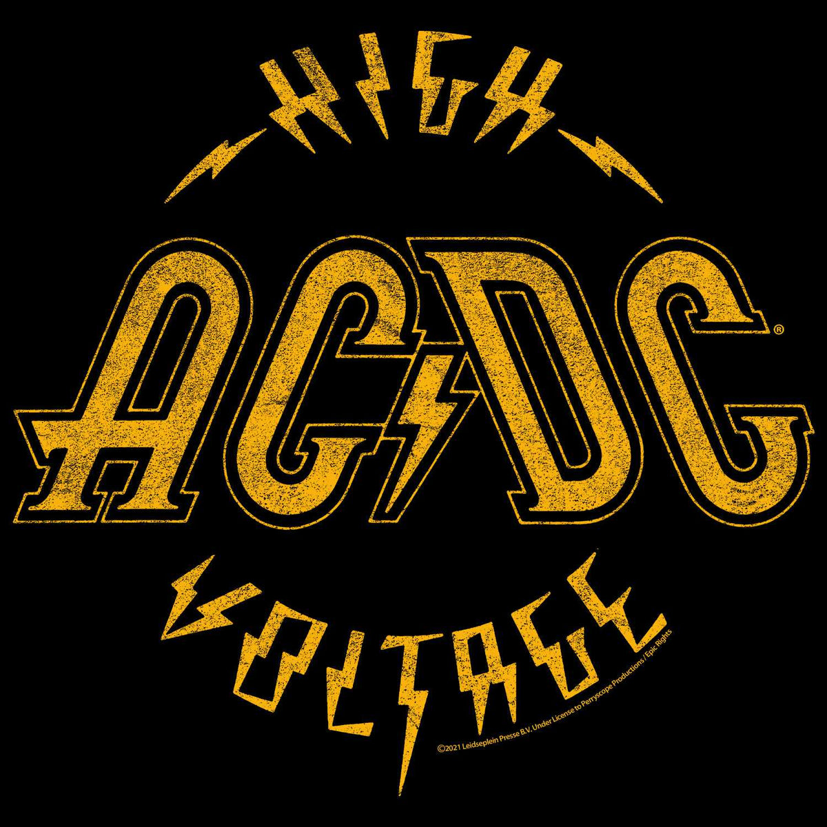 AC/DC Hivolt Adult Graphic T-Shirt - Officially Licensed High Voltage Hard Rock Band Tee Black