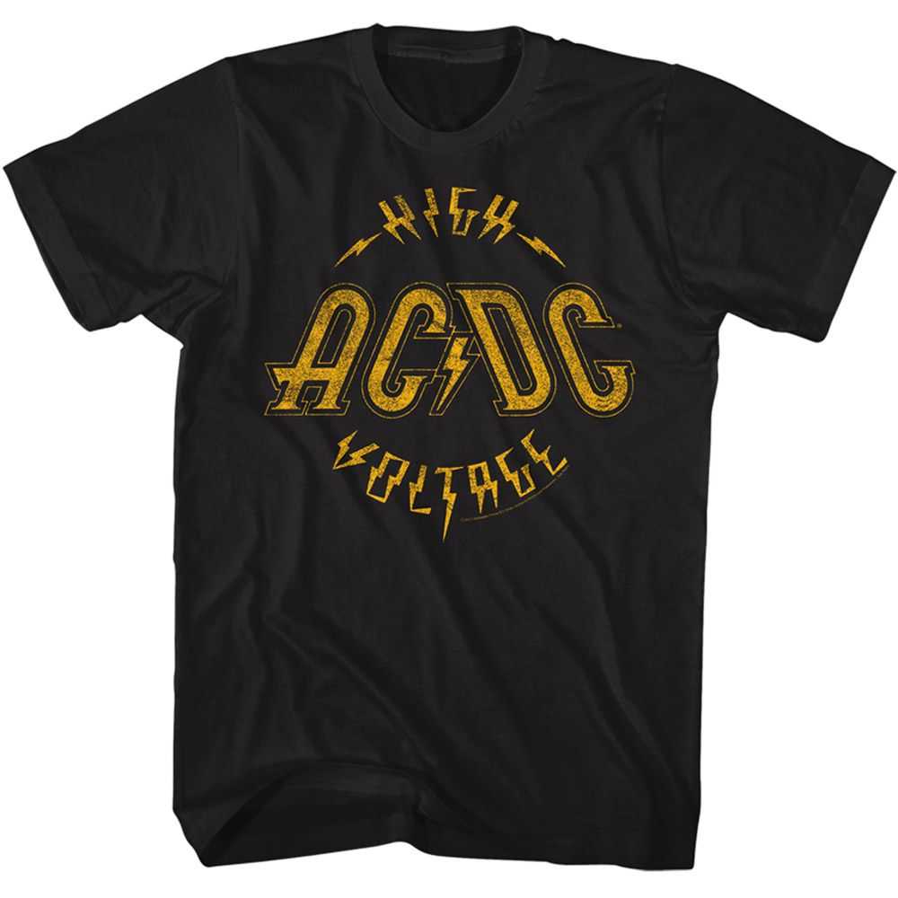 AC/DC Hivolt Adult Graphic T-Shirt - Officially Licensed High Voltage Hard Rock Band Tee Black