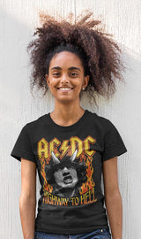 AC/DC Highway to Hell Fire Graphic T-Shirt - Official Classic Rock Band Tee