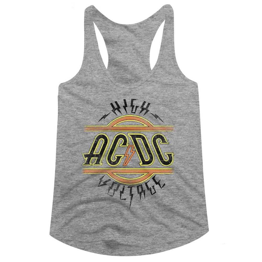 AC/DC High Voltage Graphic Tank Top - Vintage 70s Hard Rock Concert Apparel - Women Music Fan Gift