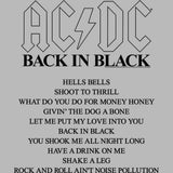 AC/DC Back in Black Graphic T-Shirt - Officially Licensed Two-Sided Rock Band Tee