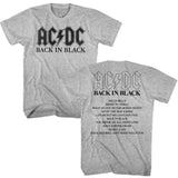 AC/DC Back in Black Graphic T-Shirt - Officially Licensed Two-Sided Rock Band Tee