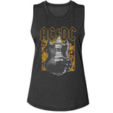 AC/DC Flaming Guitar Graphic Ladies Tank Top - Official Angus Young Rock Band Tee
