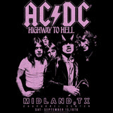 AC/DC Highway to Hell Midland TX Graphic T-Shirt - Official 1979 Concert Band Tee