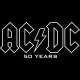 AC/DC 50th Anniversary Graphic T-Shirt - Official Two-Sided Logos Rock Band Tee