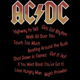 AC/DC Highway to Hell Songs Graphic T-Shirt - Official Two-Sided Band Tee
