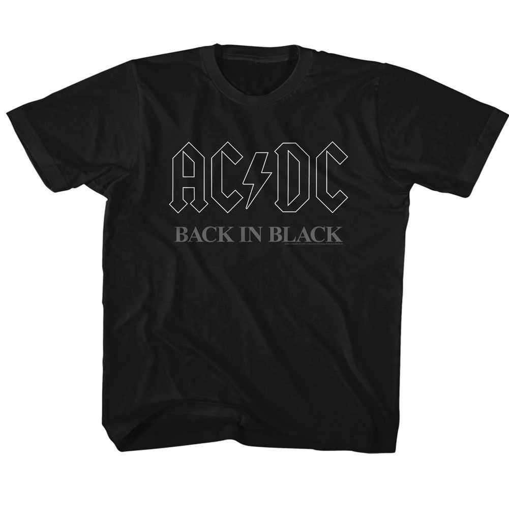 AC/DC Back In Black Youth Graphic T-Shirt - Retro Rock Music Clothing - Young Concert Lover Gift Idea