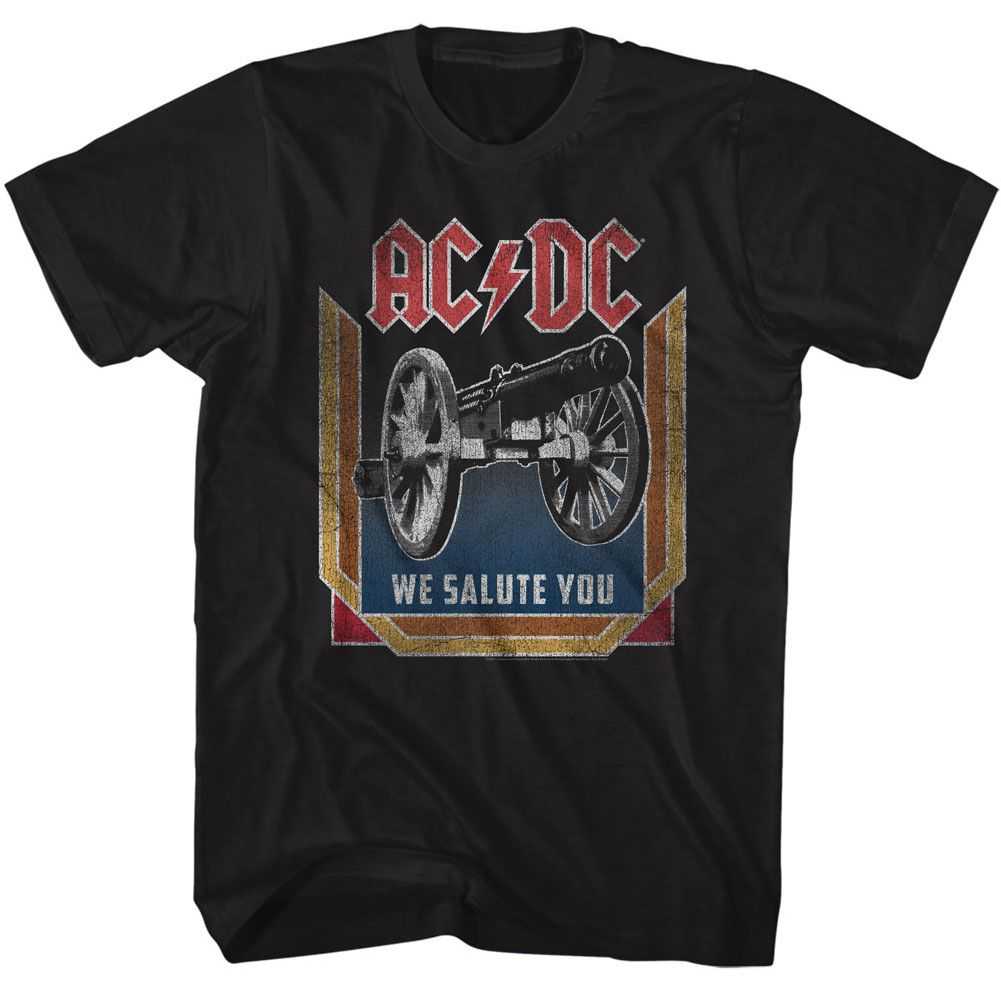 AC/DC We Salute You Graphic Tee - Vintage 80s Hard Rock Concert Apparel - Music Fan Gift