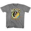 AC/DC Blue Yellow Voltage Youth Graphic T-Shirt - Retro Rock Music Clothing - Young Concert Lover Gift Idea