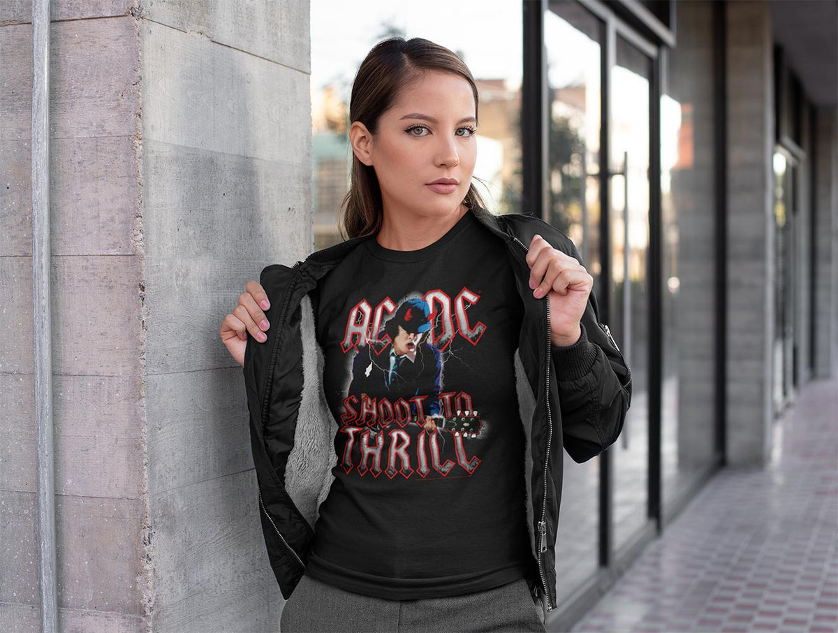 AC/DC Shoot To Thrill Adult Graphic T-Shirt - Retro Rock Music Clothing - Concert Lover Gift Idea