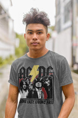 AC/DC Highway To Hell Lyrics Adult Graphic T-Shirt - Retro Rock Music Clothing - Concert Lover Gift Idea