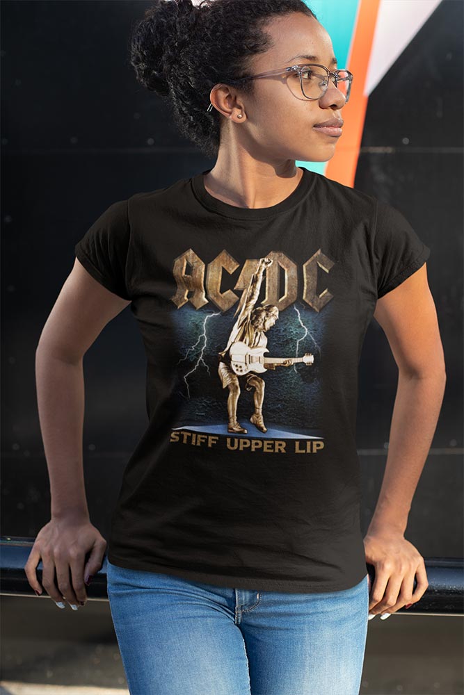 AC/DC Stiff Upper Lip Adult Graphic T-Shirt - Retro Rock Music Clothing - Concert Lover Gift Idea