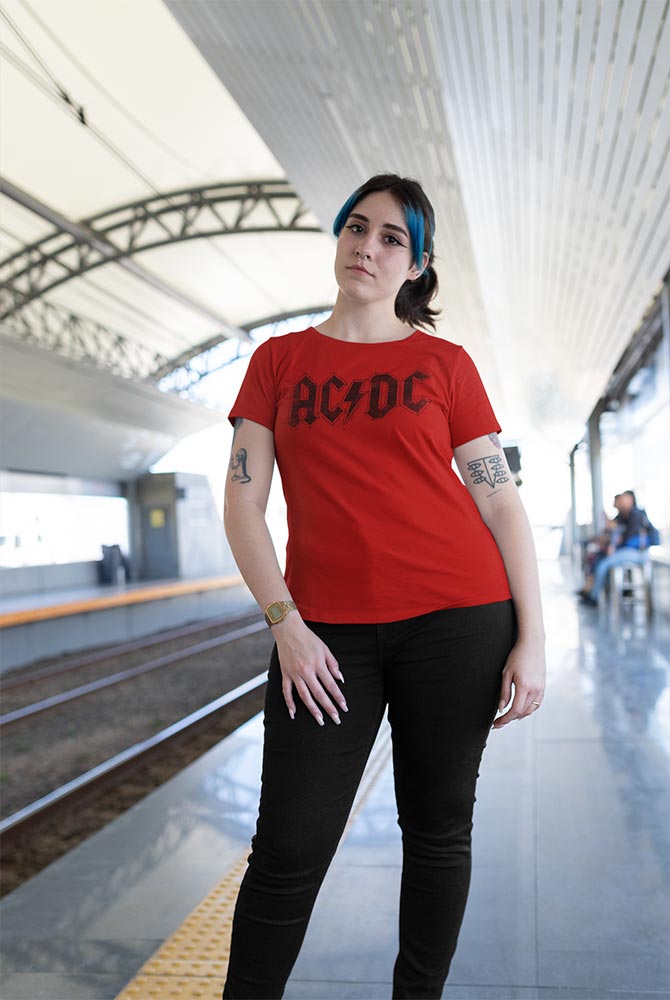 AC/DC Classic Logo Adult Graphic T-Shirt - Retro Rock Music Clothing - Concert Lover Gift Idea