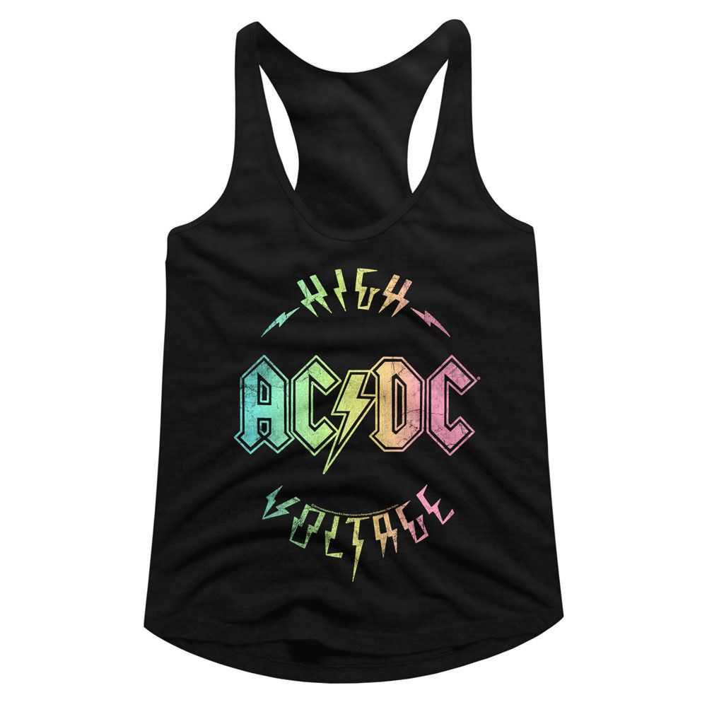 AC/DC Multicolor Voltage Adult Women's Tank Top - Retro Rock Music Clothing - Concert Lover Gift Idea