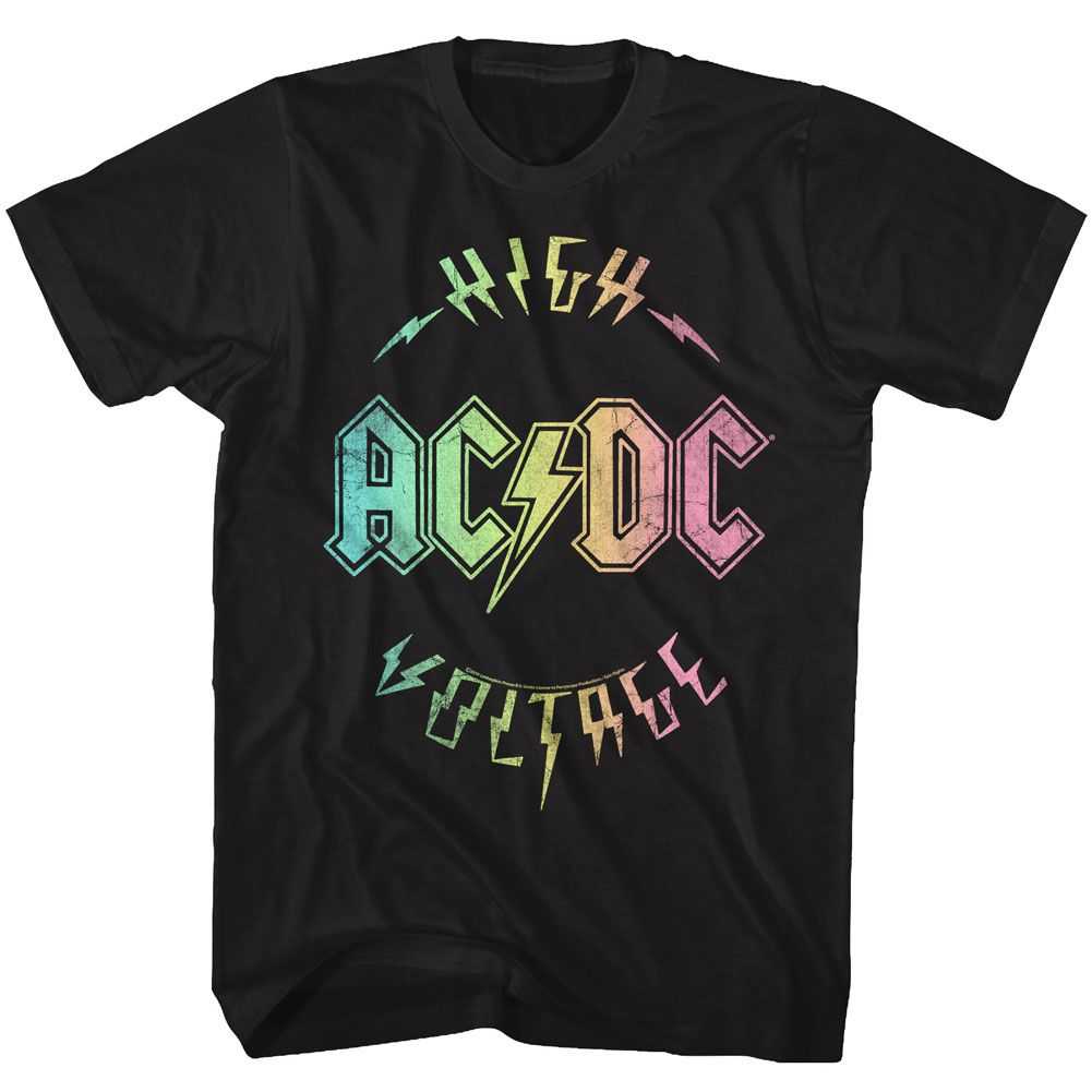 AC/DC Multicolor Voltage Adult Graphic T-Shirt - Retro Rock Music Clothing - Concert Lover Gift Idea