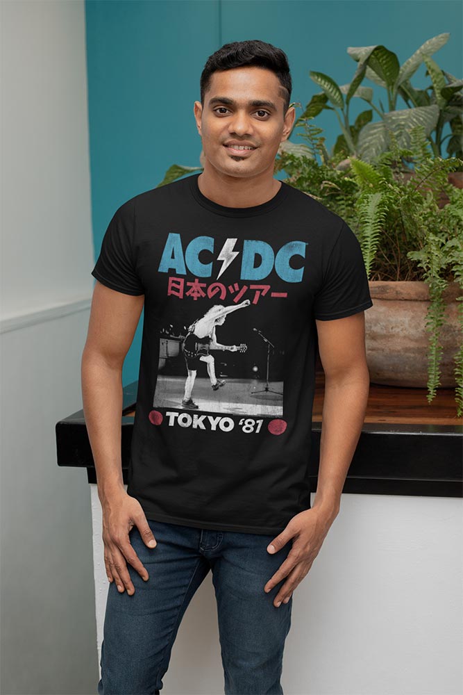 AC/DC Tokyo 81 Adult Graphic T-Shirt - Retro Rock Music Clothing - Concert Lover Gift Idea
