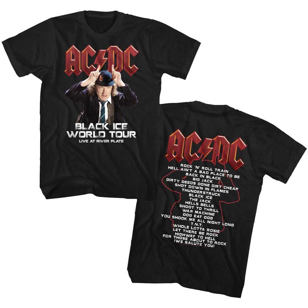 AC/DC Black Ice Tour 2-Sided Adult Graphic T-Shirt - Retro Rock Music Clothing - Concert Lover Gift Idea
