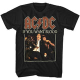 AC/DC If You Want Blood Adult Graphic T-Shirt - Retro Rock Music Clothing - Concert Lover Gift Idea