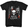 Alice Cooper Hooded Skull Graphic T-Shirt - Classic Rock Music Clothing - Vintage Concert Lover Gift Idea