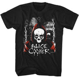 Alice Cooper Hooded Skull Graphic T-Shirt - Classic Rock Music Clothing - Vintage Concert Lover Gift Idea