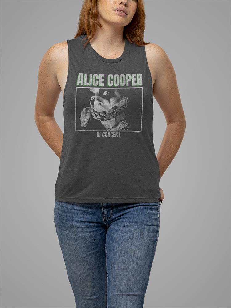 Alice Cooper In Concert Ladies Graphic Tank Top - Classic Rock Music Clothing - Vintage Concert Lover Gift Idea