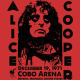 Alice Cooper Cobo Arena 1971 Graphic T-Shirt - Classic Rock Music Clothing - Vintage Concert Lover Gift Idea