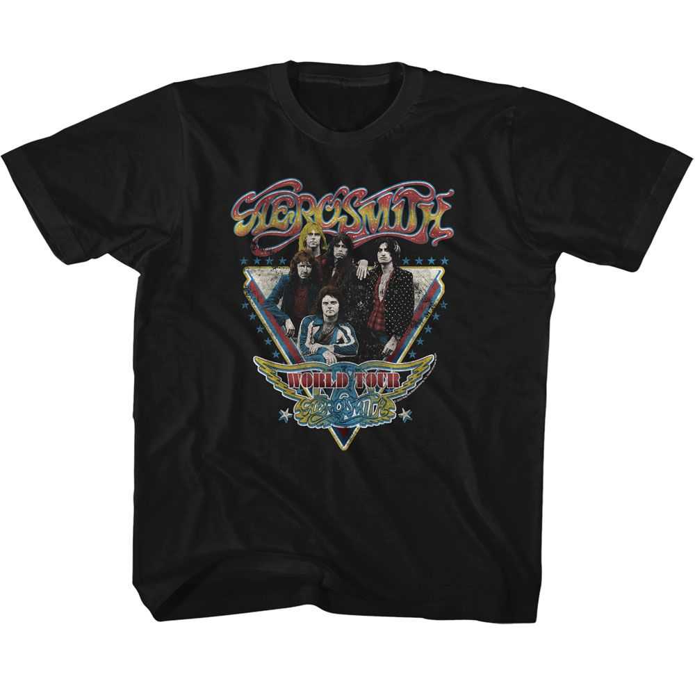 Aerosmith World Tour Youth Graphic T-Shirt - Retro Rock Music Clothing - Young Concert Lover Gift Idea