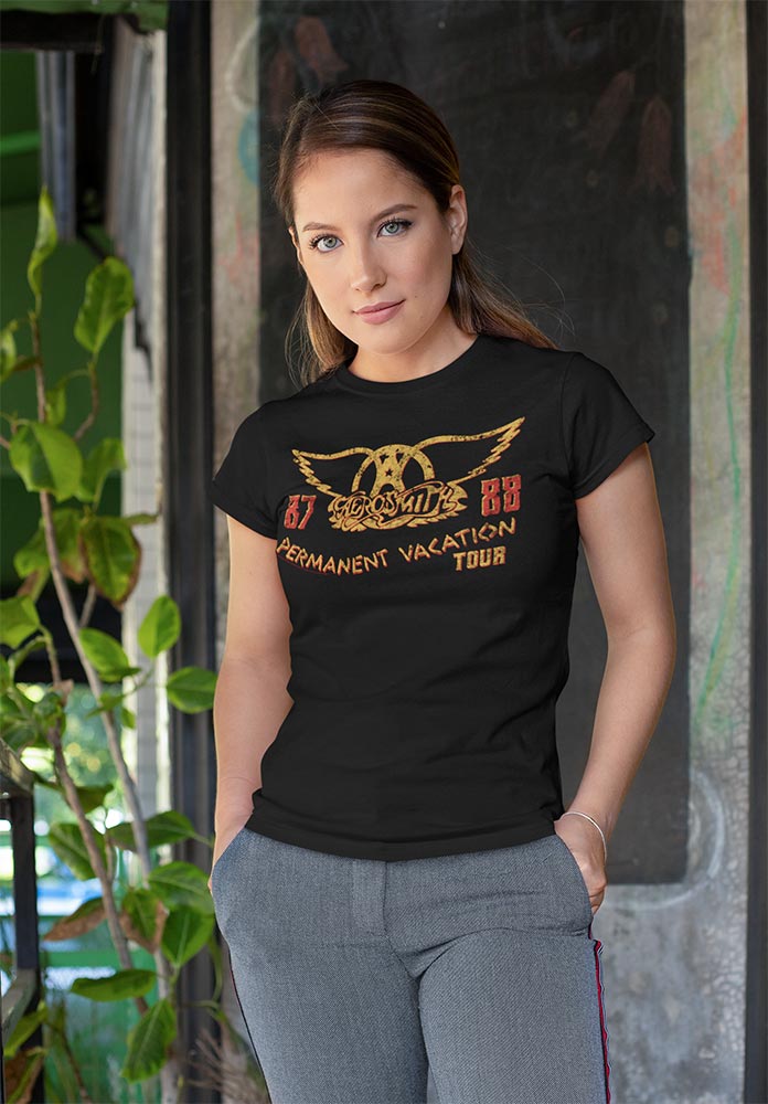 Aerosmith PV Tour 87 88 Graphic T-Shirt - Classic Rock Music Clothing - Vintage Concert Lover Gift Idea