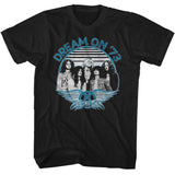 Aerosmith Dream On Blue And White Graphic T-Shirt - Classic Rock Music Clothing - Vintage Concert Lover Gift Idea