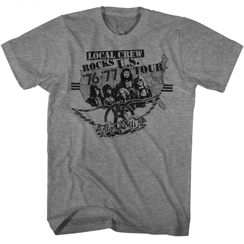 Aerosmith Local Crew Adult Graphic T-Shirt - Retro Rock Music Clothing - Concert Lover Gift Idea