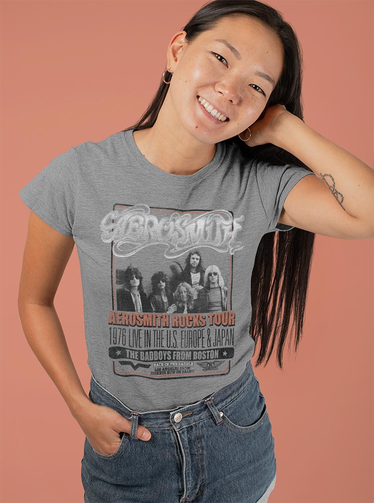 Aerosmith Badboys From Boston Adult Graphic T-Shirt - Retro Rock Music Clothing - Concert Lover Gift Idea