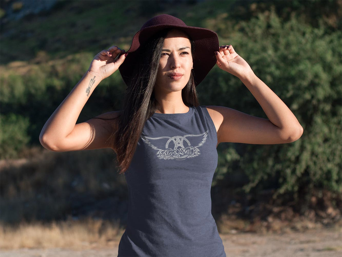 Aerosmith Wings Logo Light Adult Woman Tank Top - Retro Rock Music Clothing - Concert Lover Gift Idea