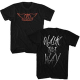 Aerosmith Walk This Way 2-Sided Graphic T-Shirt - Classic Rock Music Clothing - Vintage Concert Lover Gift Idea