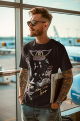 Aerosmith Nine Lives Tour Graphic T-Shirt - Classic Rock Music Clothing - Vintage Concert Lover Gift Idea