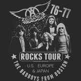 Aerosmith 76 77 Rocks Tour Graphic T-Shirt - Classic Rock Music Clothing - Vintage Concert Lover Gift Idea