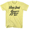 Bon Jovi SLIPPERY WHEN Adult T-Shirt – Yellow Heather Concert Style Rock Music Tee