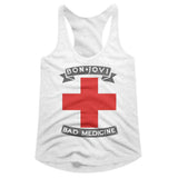 Bon Jovi BADMED White Slim Fit Adult Woman Tank Top– Official Rock Music Graphic Tee for Fans